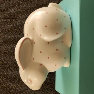 Tiffany & Co. Ceramic Pink And White Bunny Bank